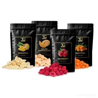OVOCNÝ KOŠÍK | Sada lyofilizovaného ovoce | ananas & meloun & maliny & rakytník | 50 g x 4